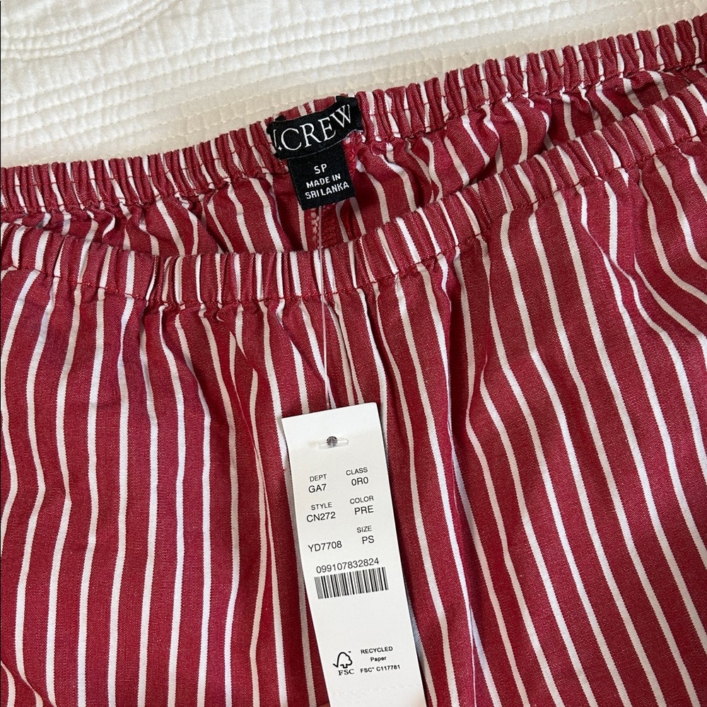 J. Crew Women's Red and White Striped Wide Leg Pants